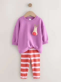 Purple Squeaky Reindeer Christmas Sweatshirt & Leggings Set (3mths-7yrs)