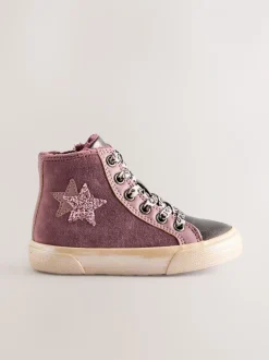 Purple Standard Fit (F) Star High Top Trainers