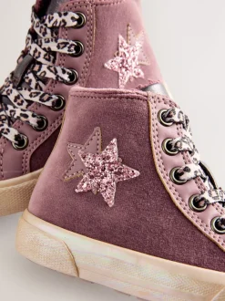 Purple Standard Fit (F) Star High Top Trainers
