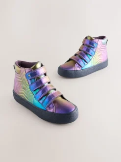 Purple Standard Fit (F) Touch and Close Fastening High Top Trainers