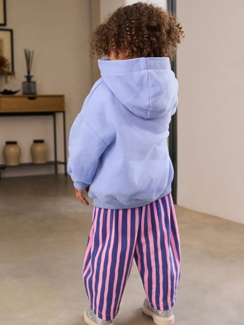 Purple Stripe Flower Hoodie & Barrel Leg Joggers Set (3mths-7yrs)