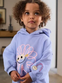 Purple Stripe Flower Hoodie & Barrel Leg Joggers Set (3mths-7yrs)
