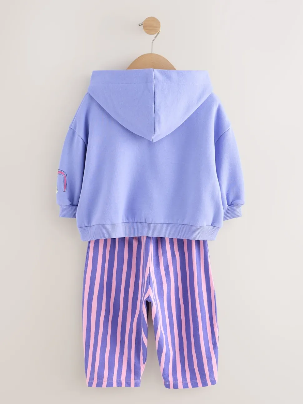 Purple Stripe Flower Hoodie & Barrel Leg Joggers Set (3mths-7yrs)