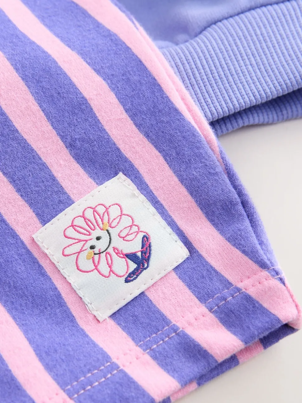 Purple Stripe Flower Hoodie & Barrel Leg Joggers Set (3mths-7yrs)