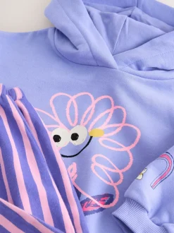 Purple Stripe Flower Hoodie & Barrel Leg Joggers Set (3mths-7yrs)
