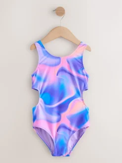 Purple Tie Dye Cutout Swimsuit (3-16yrs)