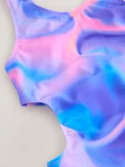 Purple Tie Dye Cutout Swimsuit (3-16yrs)