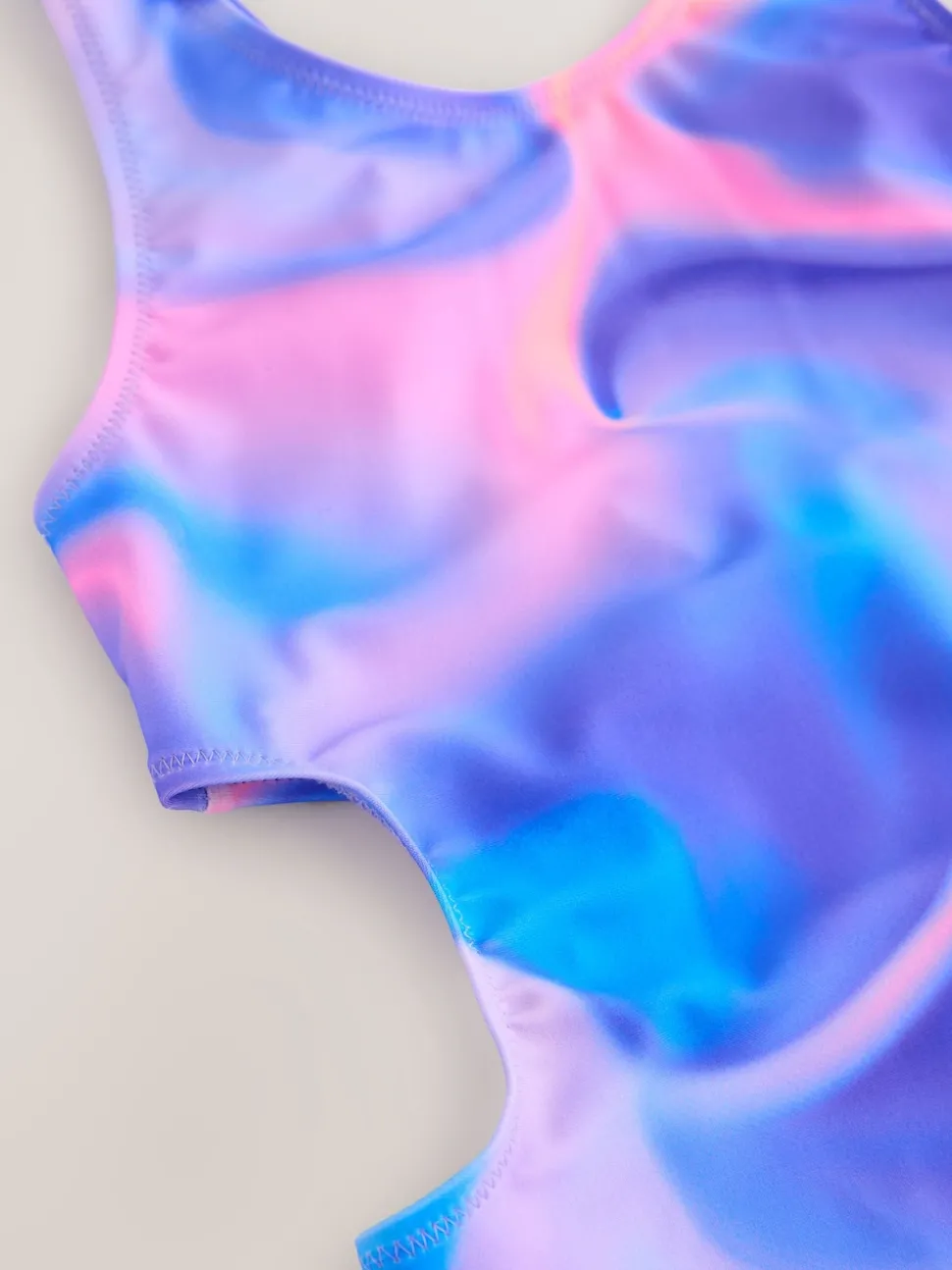 Purple Tie Dye Cutout Swimsuit (3-16yrs)
