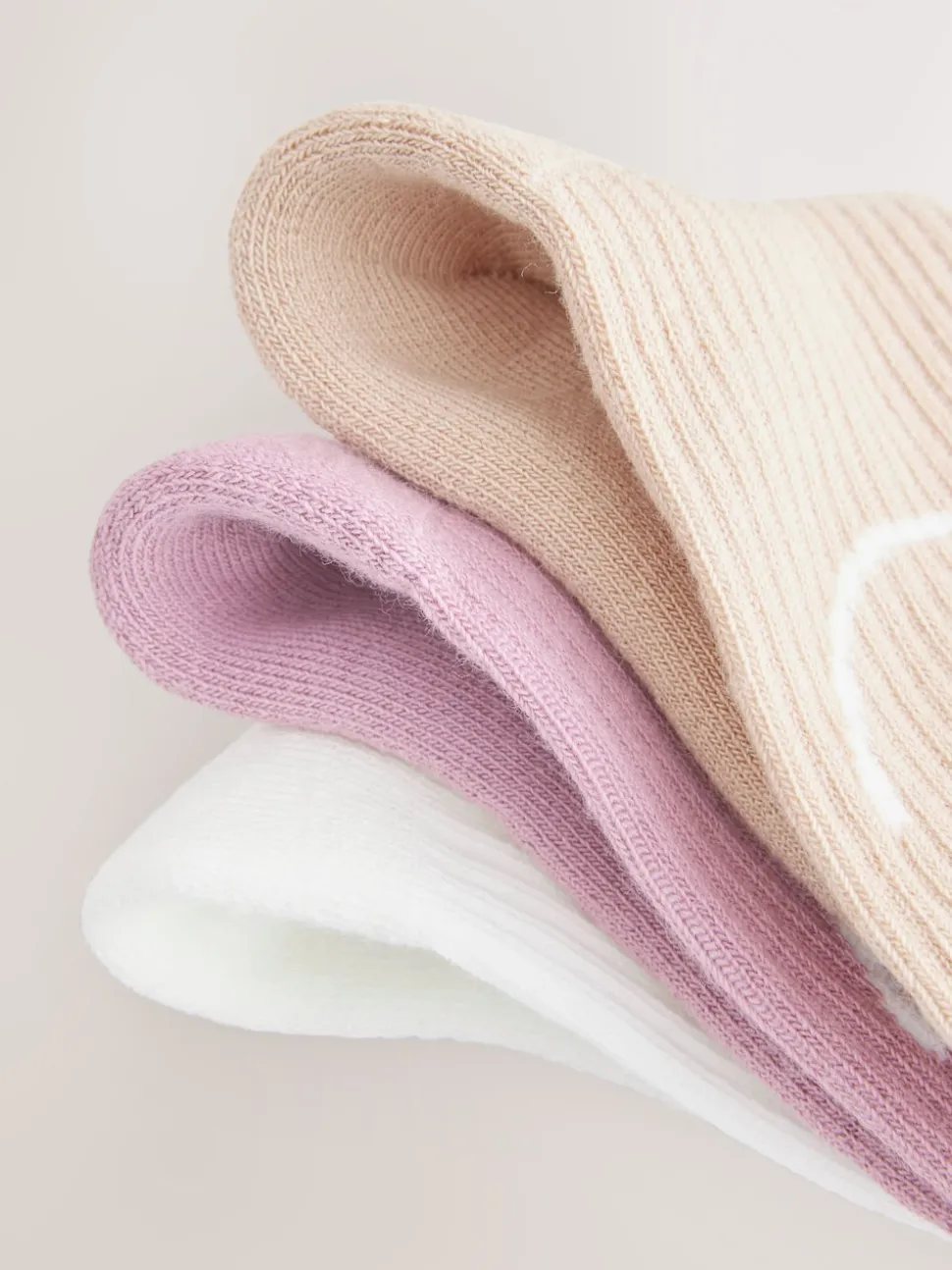 Purple, White and Neutral 3 Pack Cotton Rich Cushioned Sole Ankle Socks
