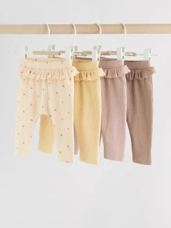 Purple/Yellow/Cream Ditsy Baby Leggings 4 Pack (0mths-2yrs)