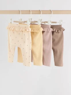Purple/Yellow/Cream Ditsy Baby Leggings 4 Pack (0mths-2yrs)