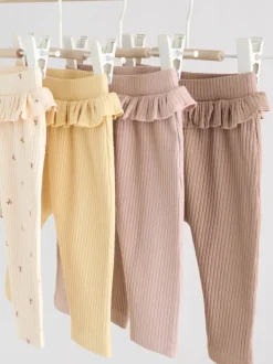Purple/Yellow/Cream Ditsy Baby Leggings 4 Pack (0mths-2yrs)
