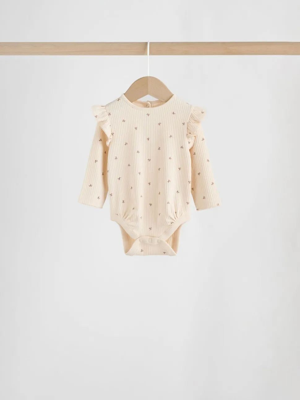 Purple/Yellow/Cream Ditsy Baby Long Sleeve Frill Bodysuits 4 Pack (0mths-2yrs)