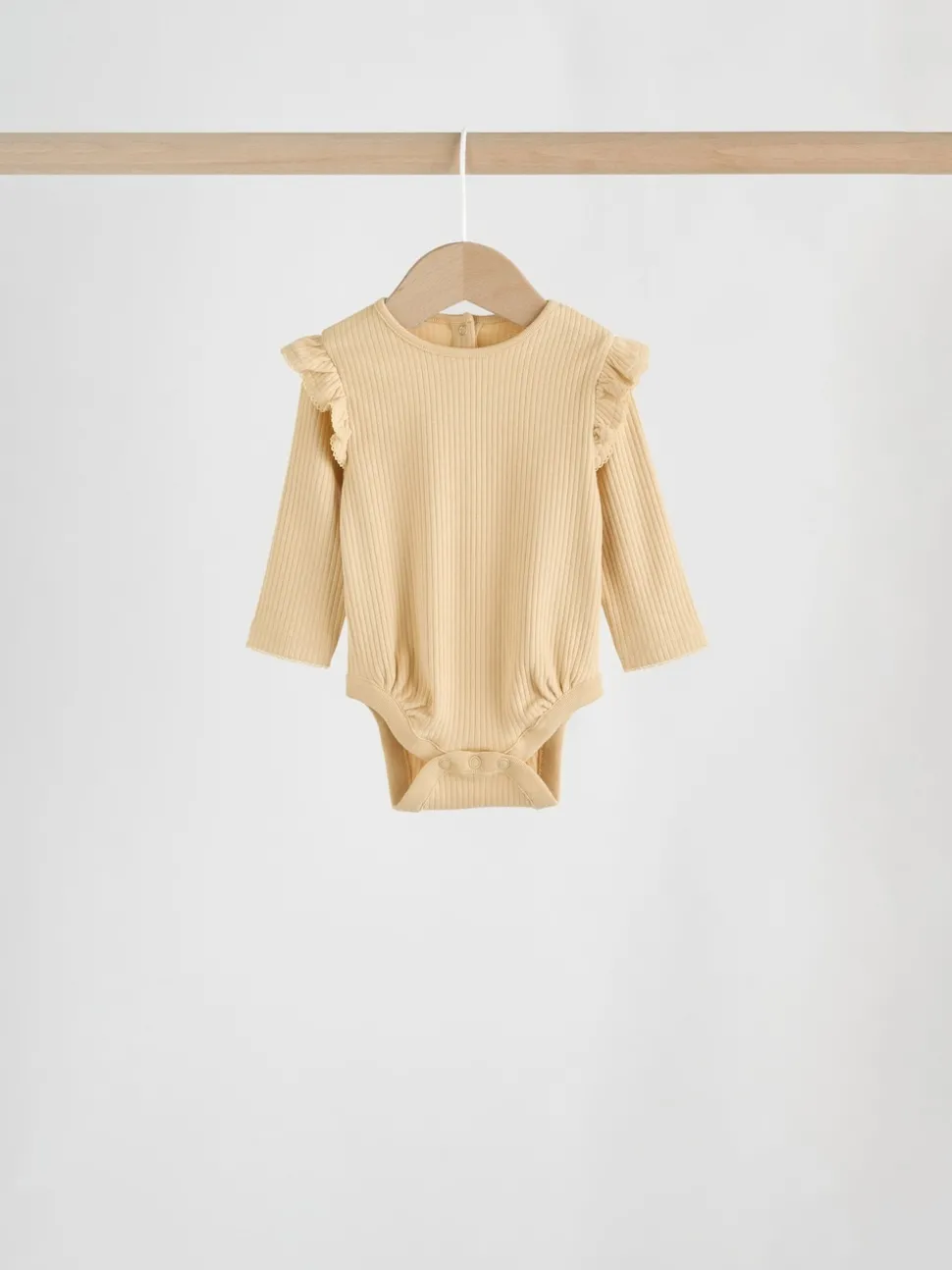 Purple/Yellow/Cream Ditsy Baby Long Sleeve Frill Bodysuits 4 Pack (0mths-2yrs)