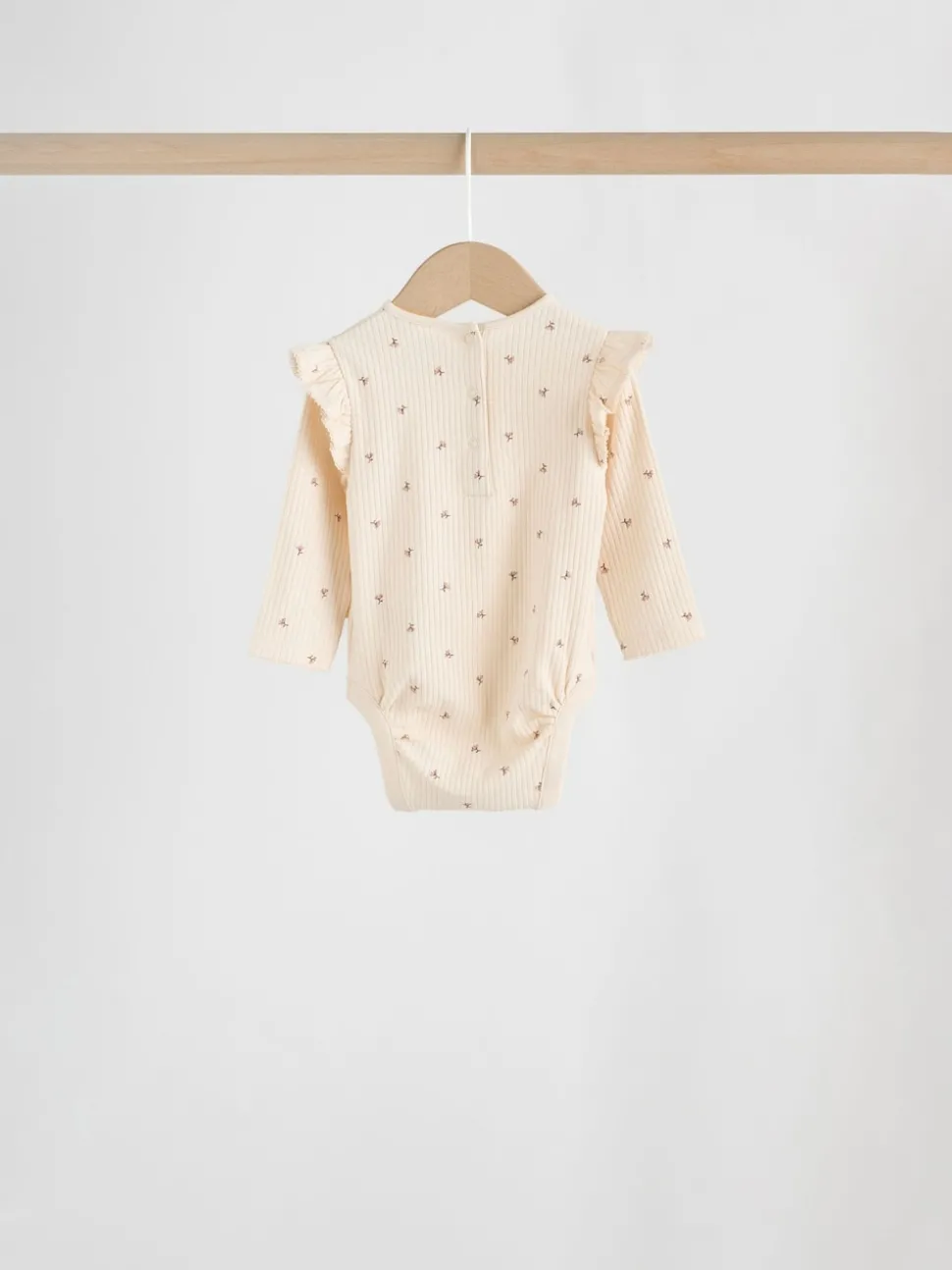 Purple/Yellow/Cream Ditsy Baby Long Sleeve Frill Bodysuits 4 Pack (0mths-2yrs)