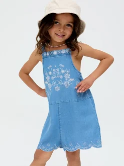 Raffya Blue Rachel Embroidered 100% Cotton Romper