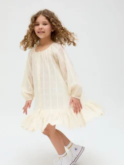 Raffya Cream Olivia Window Payne Check 100% Cotton Dress