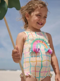Rainbow Check Frill Leg Swimsuit (3mths-7yrs)