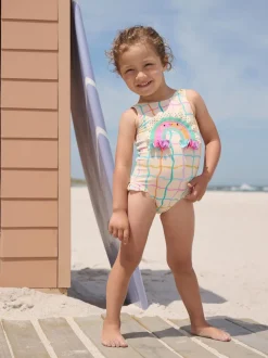 Rainbow Check Frill Leg Swimsuit (3mths-7yrs)