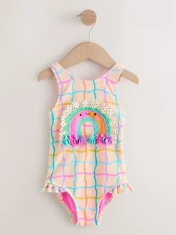 Rainbow Check Frill Leg Swimsuit (3mths-7yrs)