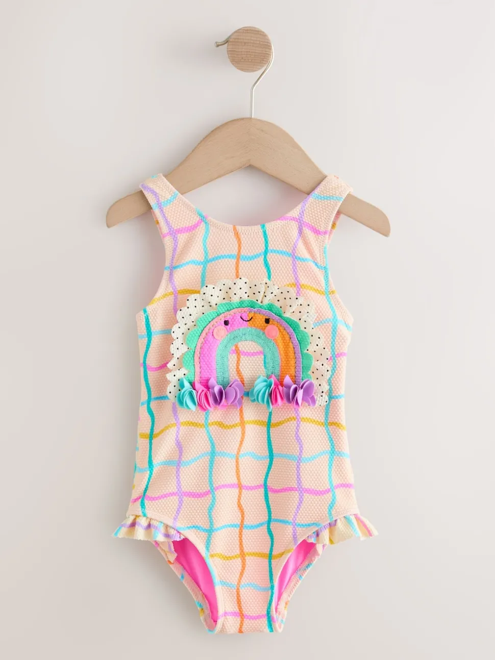 Rainbow Check Frill Leg Swimsuit (3mths-7yrs)