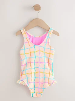 Rainbow Check Frill Leg Swimsuit (3mths-7yrs)