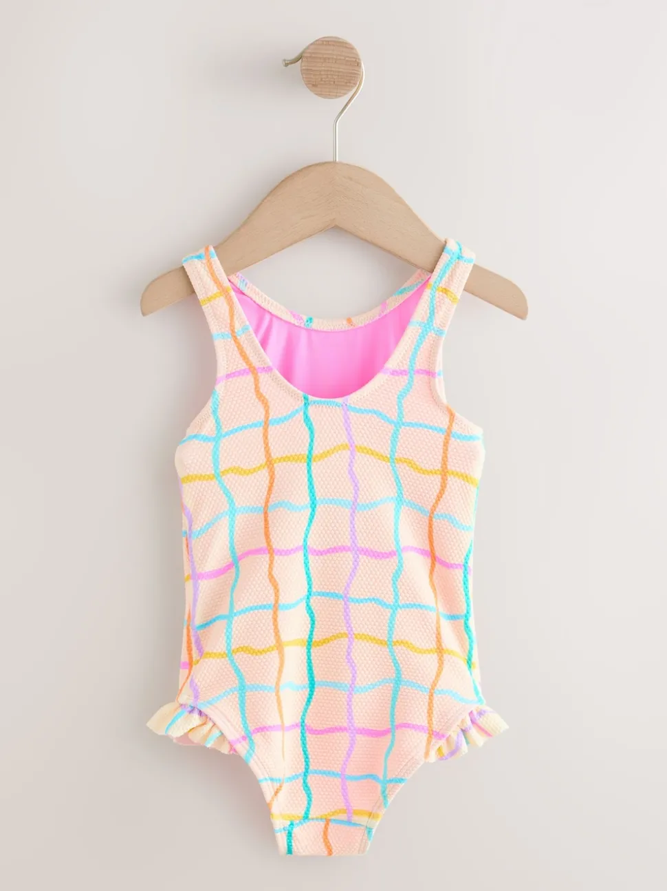 Rainbow Check Frill Leg Swimsuit (3mths-7yrs)