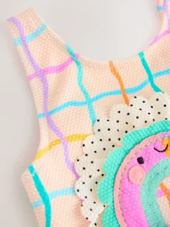 Rainbow Check Frill Leg Swimsuit (3mths-7yrs)