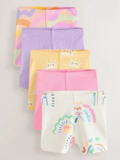 Rainbow Ribbed Cycle Shorts 5 Pack (3mths-7yrs)