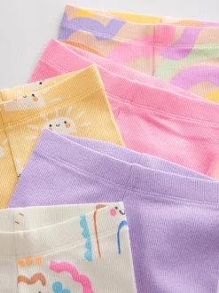 Rainbow Ribbed Cycle Shorts 5 Pack (3mths-7yrs)