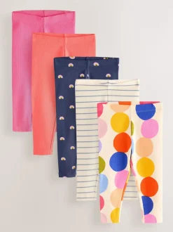 Rainbow Ribbed Leggings 5 Pack (3mths-7yrs)