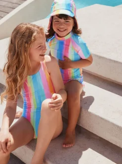 Rainbow Stripe Short Sleeved Sunsafe Swim Set (3mths-10yrs)