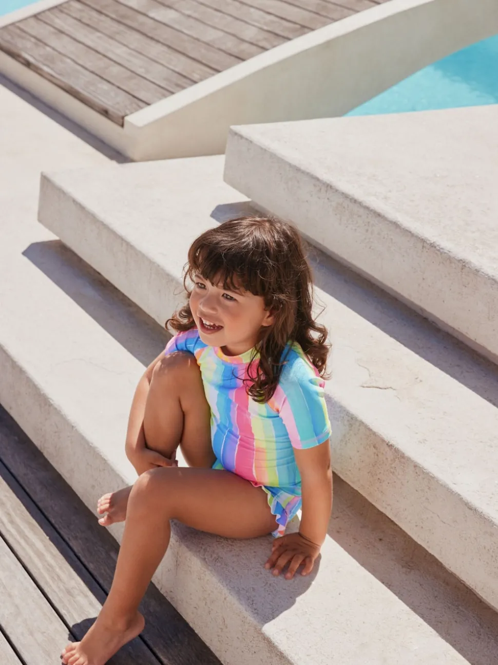 Rainbow Stripe Short Sleeved Sunsafe Swim Set (3mths-10yrs)