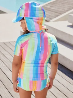 Rainbow Stripe Short Sleeved Sunsafe Swim Set (3mths-10yrs)
