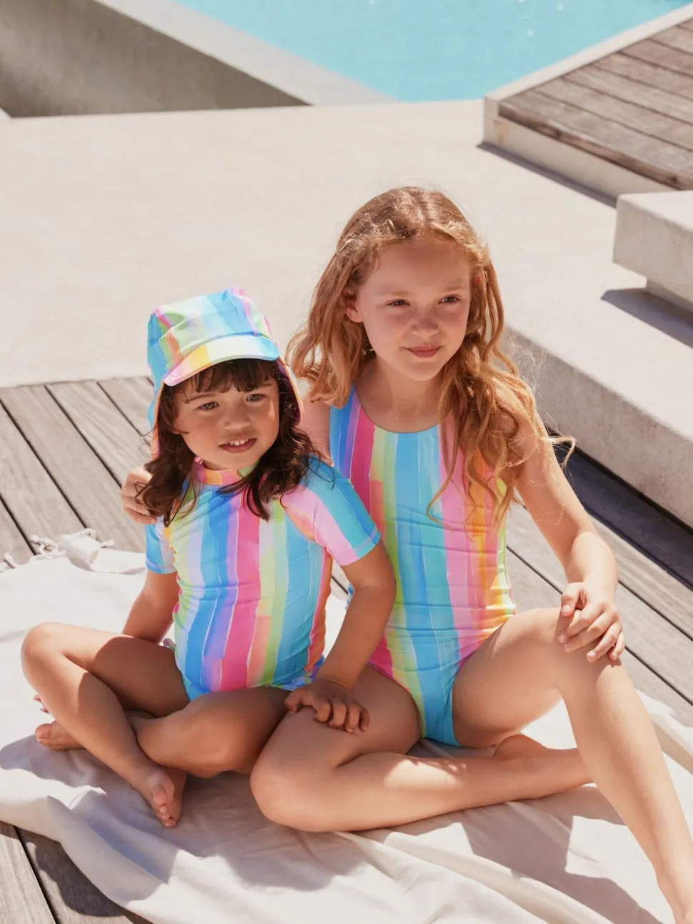 Rainbow Stripe Short Sleeved Sunsafe Swim Set (3mths-10yrs)