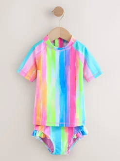 Rainbow Stripe Short Sleeved Sunsafe Swim Set (3mths-10yrs)