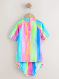 Rainbow Stripe Short Sleeved Sunsafe Swim Set (3mths-10yrs)