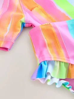 Rainbow Stripe Short Sleeved Sunsafe Swim Set (3mths-10yrs)