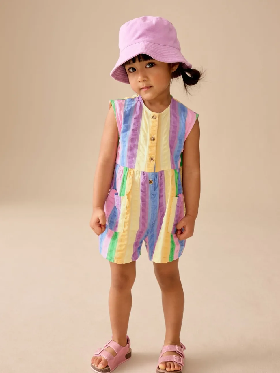Rainbow Stripe Sleeveless Playsuit (3mths-7yrs)