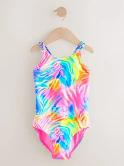 Rainbow Zebra Double Strap Swimsuit (3-16yrs)