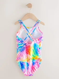 Rainbow Zebra Double Strap Swimsuit (3-16yrs)