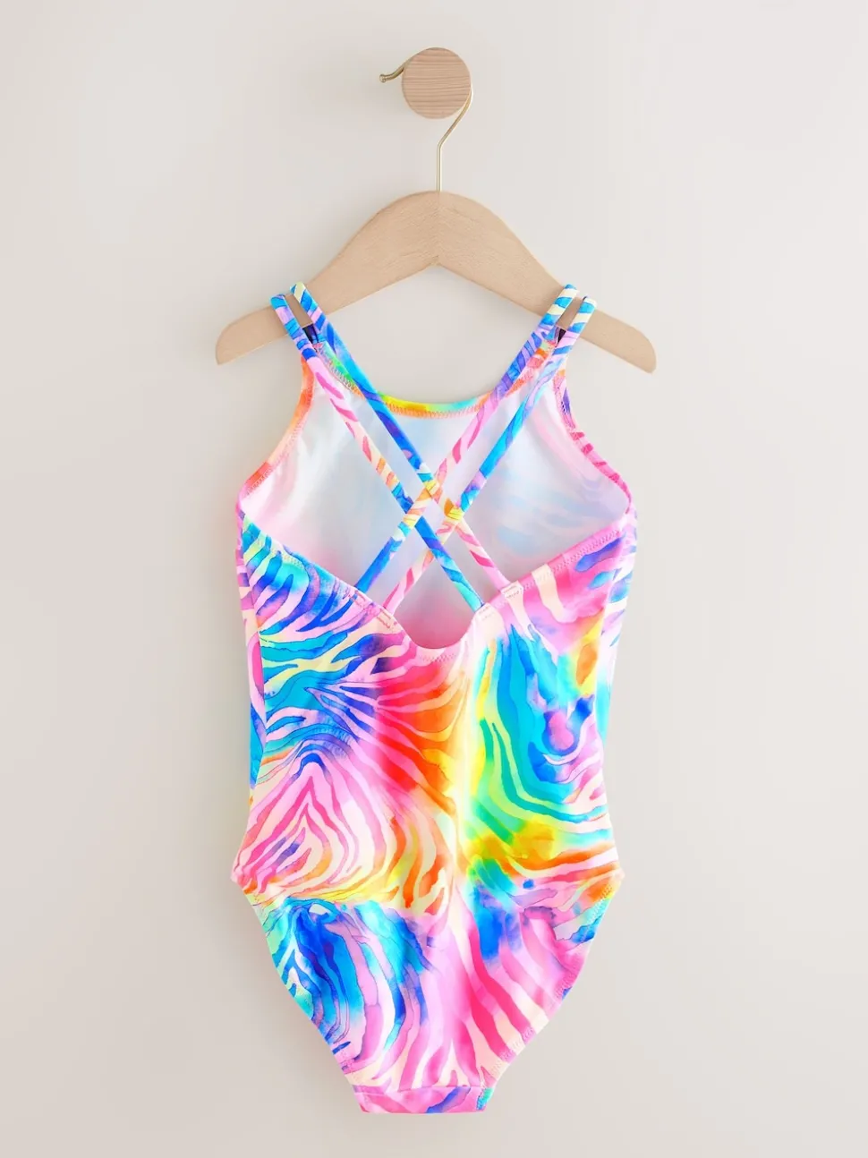 Rainbow Zebra Double Strap Swimsuit (3-16yrs)
