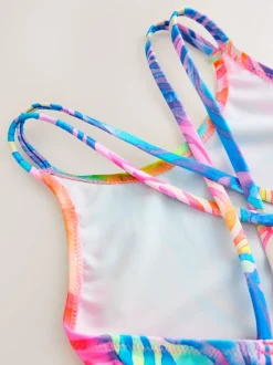 Rainbow Zebra Double Strap Swimsuit (3-16yrs)
