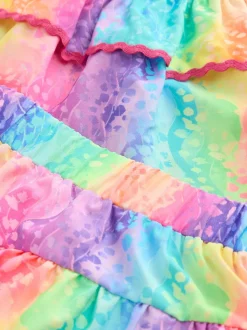 Rainbow Animal Print Ruffle Top And Skirt Set (3-16yrs)