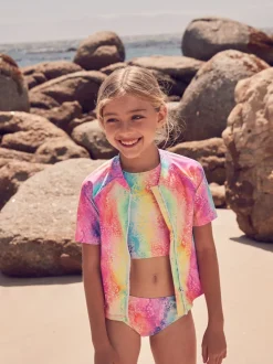 Rainbow Animal Zip Through Rash Vest (3-16yrs)