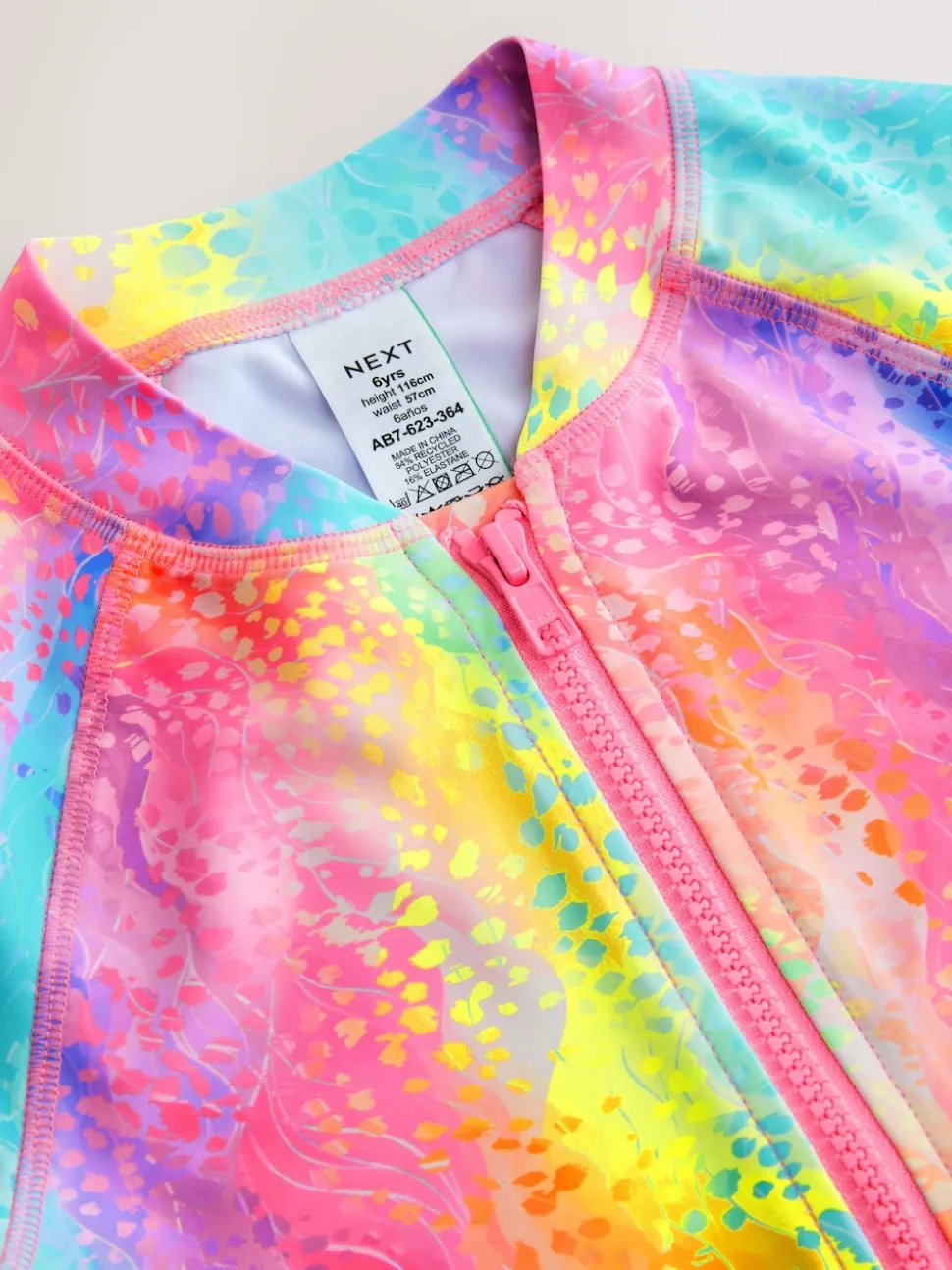 Rainbow Animal Zip Through Rash Vest (3-16yrs)