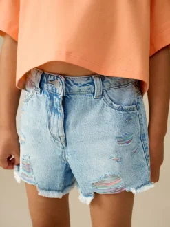 Rainbow 100% Cotton Frayed Edge Distressed Shorts (3-16yrs)