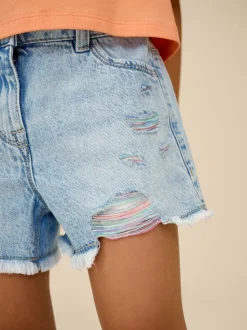 Rainbow 100% Cotton Frayed Edge Distressed Shorts (3-16yrs)