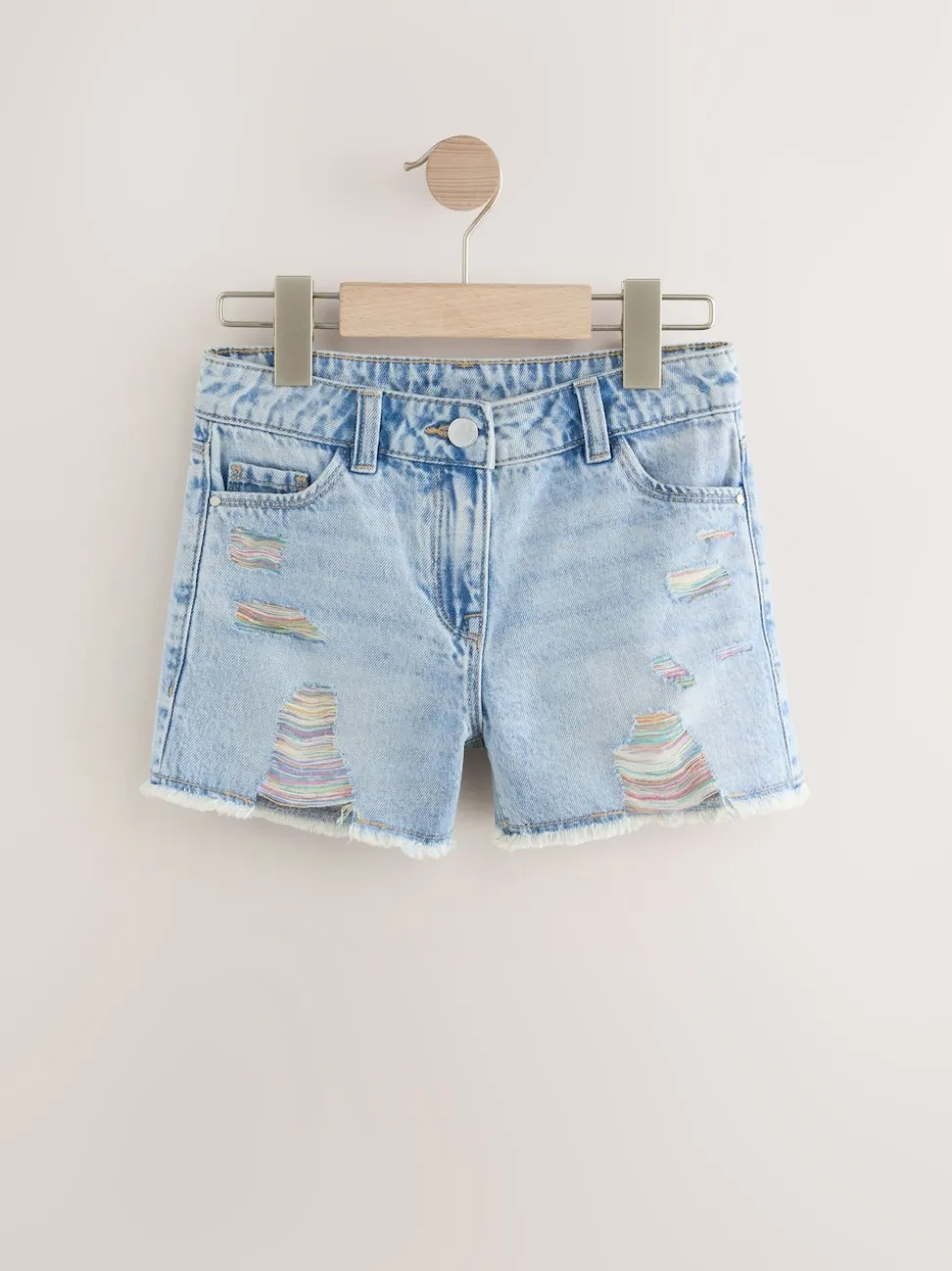 Rainbow 100% Cotton Frayed Edge Distressed Shorts (3-16yrs)