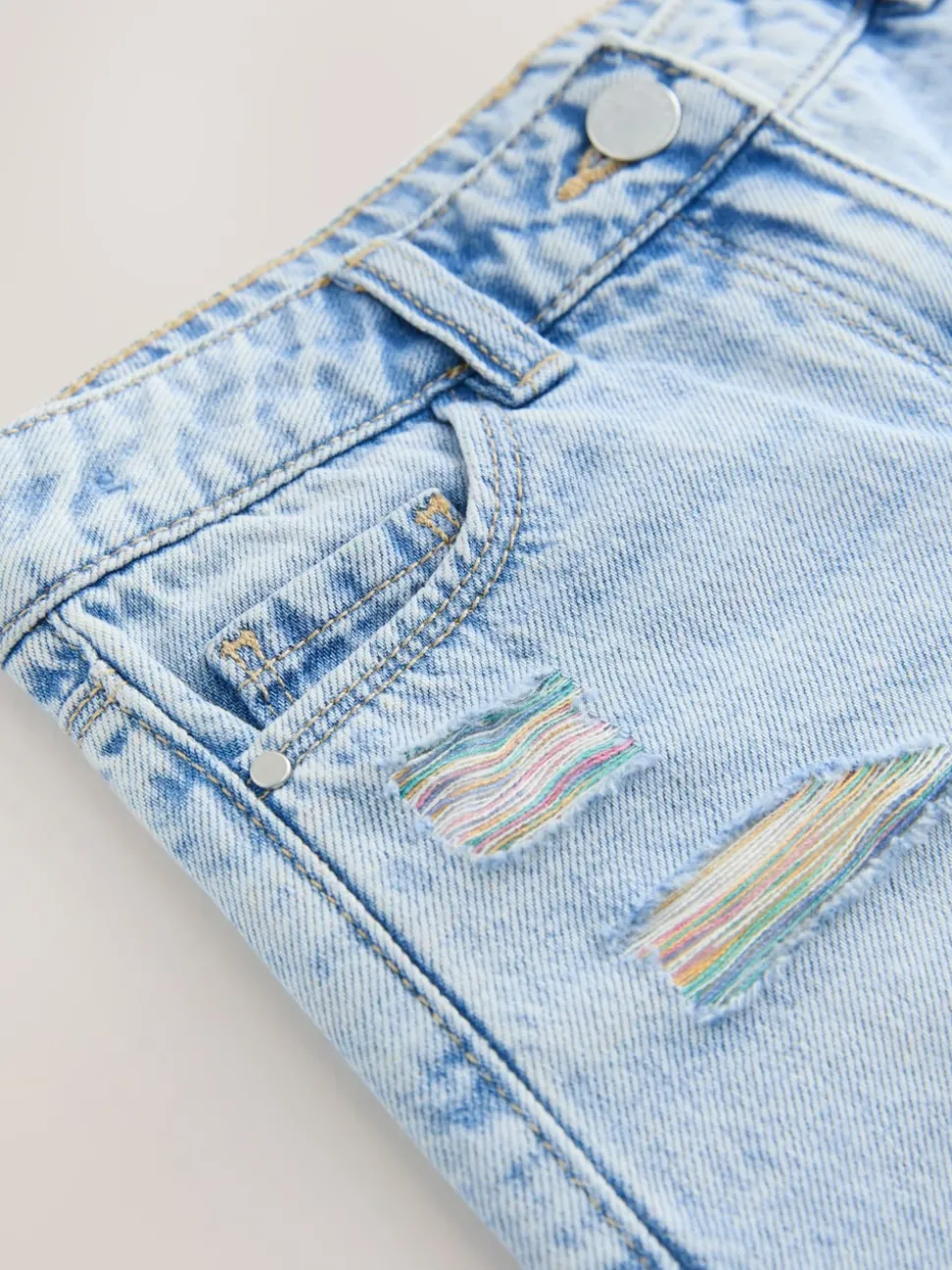 Rainbow 100% Cotton Frayed Edge Distressed Shorts (3-16yrs)